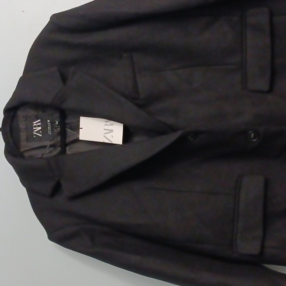 Zara size XLarge women's black wool blend coat. - Picture 4 of 17
